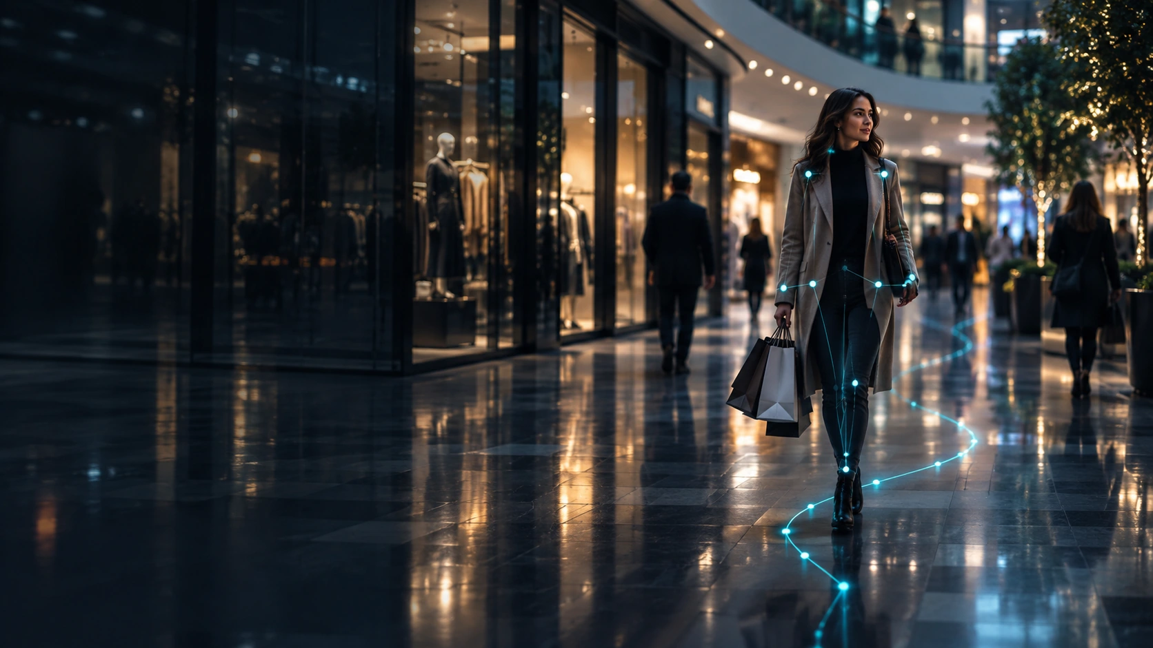 Shopper movement tracking in a retail shopping centre.